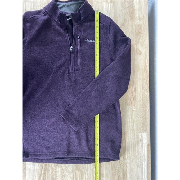 Eddie Bauer 1/4 Zip Sweater Men's Size S Pullover Mock Neck Chest Pocket Purple - Picture 6 of 8
